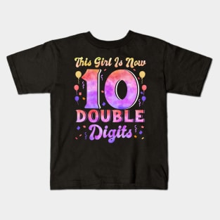 This Girl Is Now 10 Double Digits 10th Birthday Unicorn Kids T-Shirt